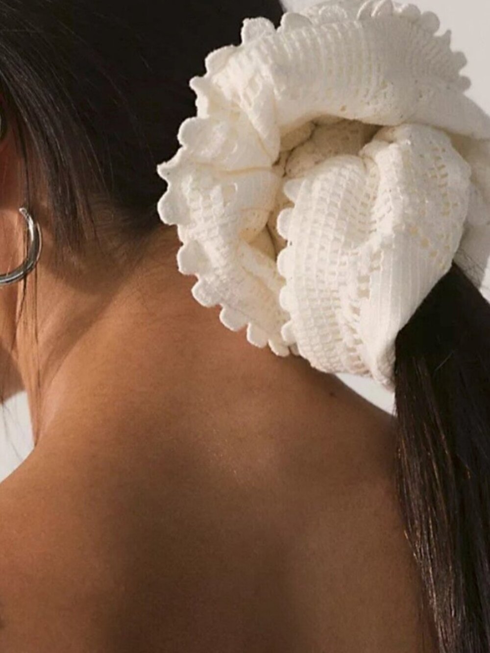 Free People NWT Aurette Oversized Scrunchie Cotton Blend Hair Accessory White